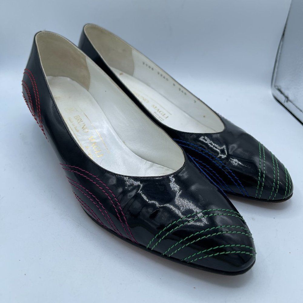 Bruno Magli 80's Vintage Retro Patent Leather Shoes 9